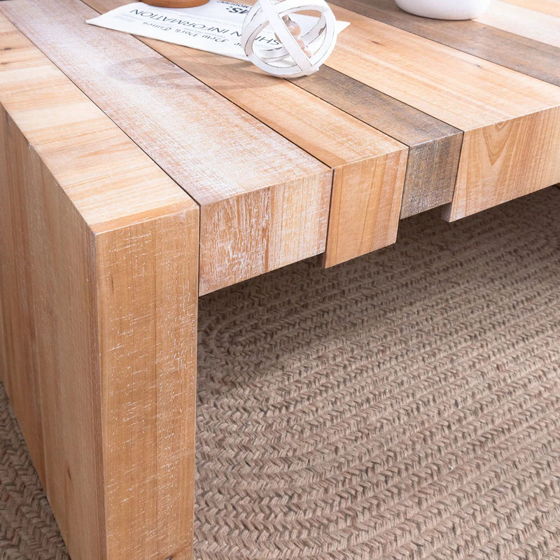Modern Rustic Table With Sculpted Block Design by Unique Piece Furniture