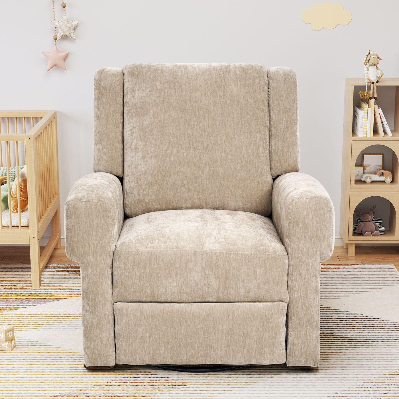 Manual Recliner Chair With Swivel Rocker Function, Dual Recline Angles by Unique Piece Furniture
