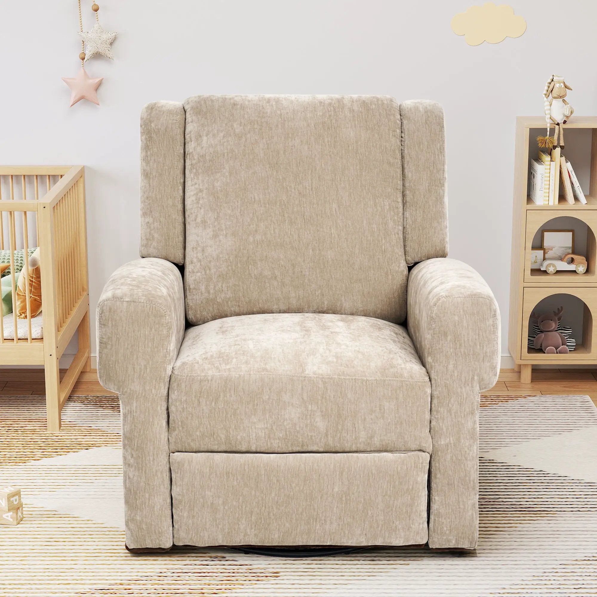 Manual Recliner Chair With Swivel Rocker Function, Dual Recline Angles by Unique Piece Furniture