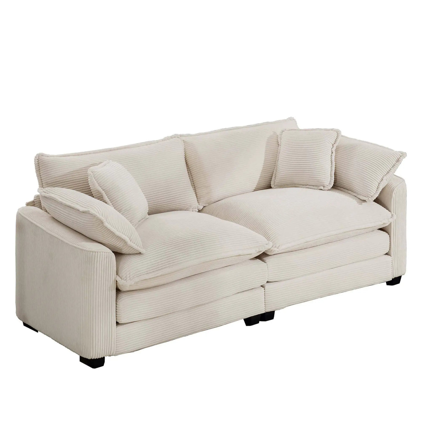 Modern 2 Seater With 4 Pillows, Upholstered Deep Seating Loveseat by Unique Piece Furniture