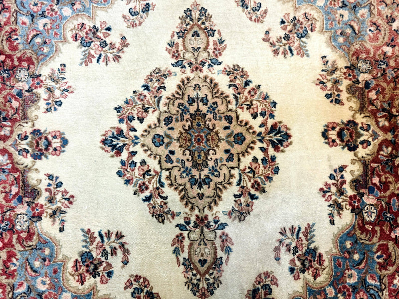 Square Persian Kerman Rug, Beige/Cream and Light Blue, Traditional Persian Rug, 5.5 x 5.5 ft by Jewel Rugs