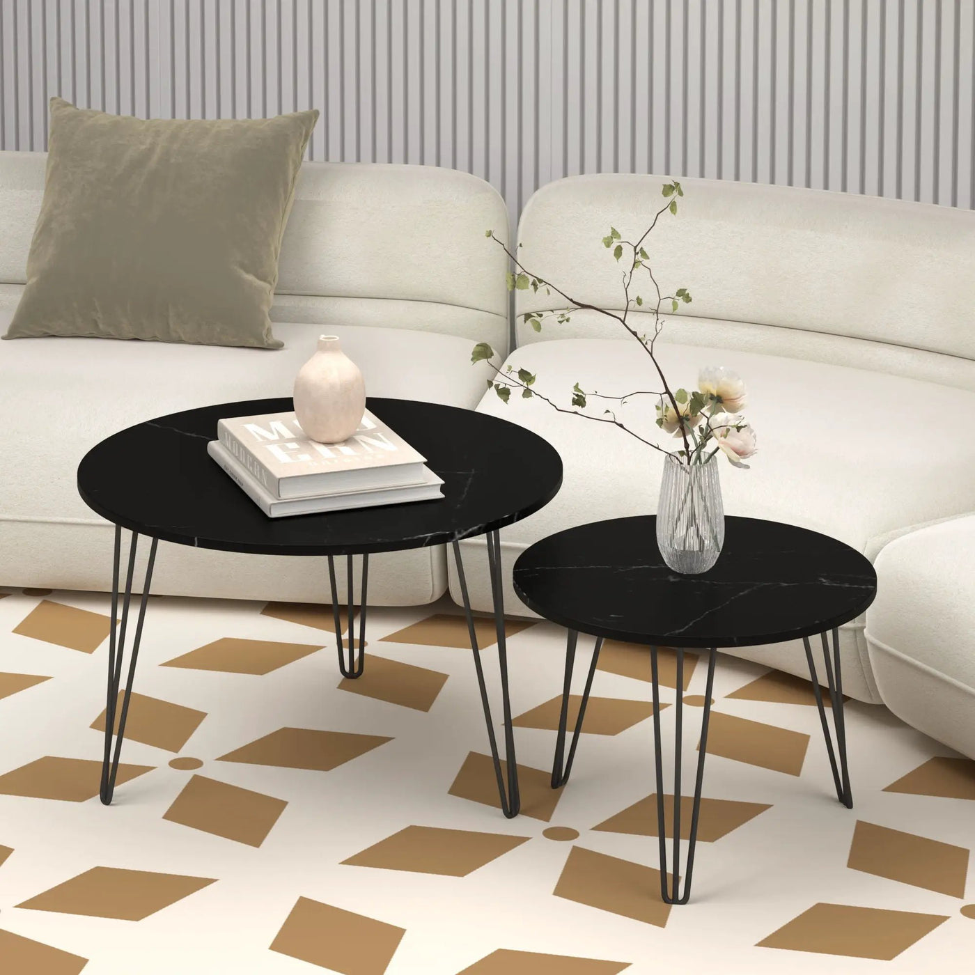 Round Nesting Coffee Table For Living Room (Set of 2) by Unique Piece Furniture