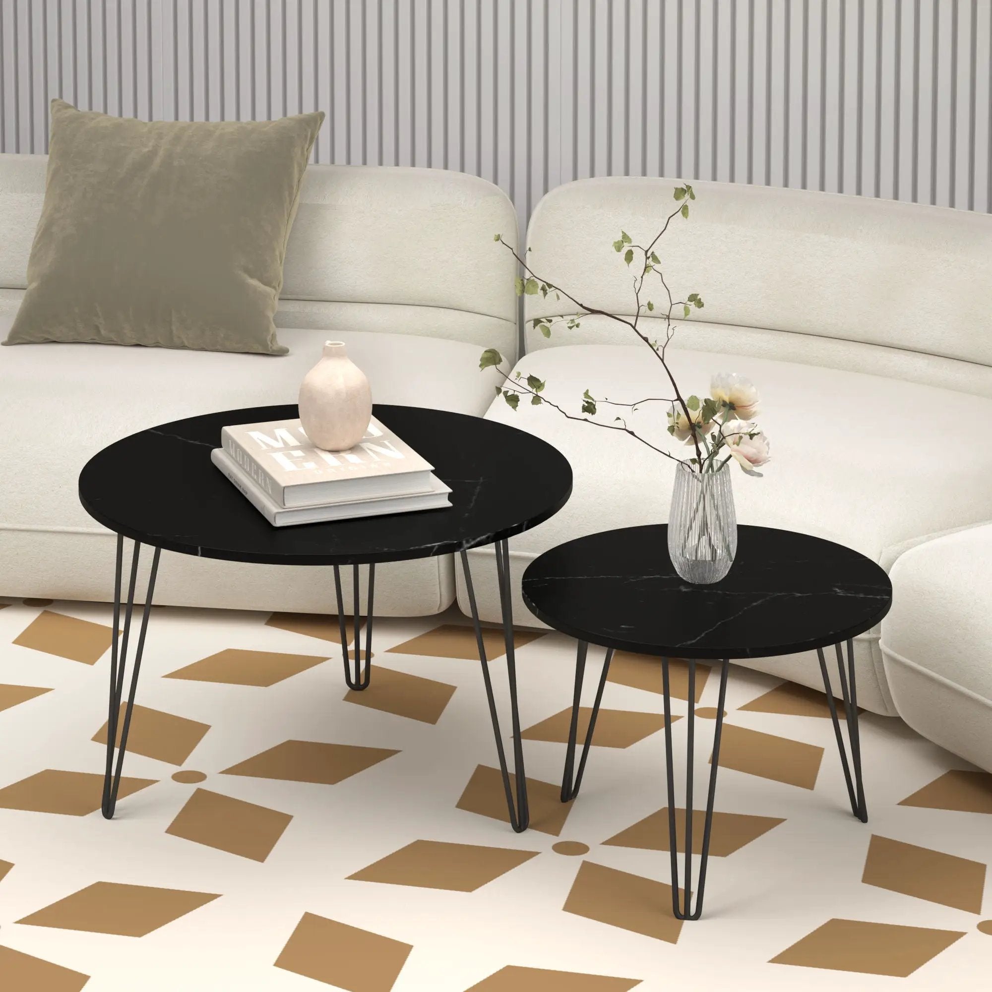 Round Nesting Coffee Table For Living Room (Set of 2) by Unique Piece Furniture