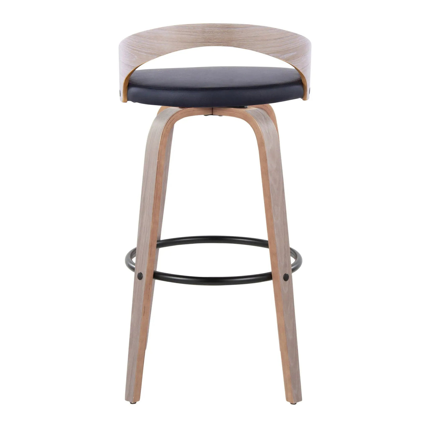 Grotto - Contemporary Fixed Height Barstool With Swivel With Round Footrest (Set of 2) by HouseOfZazla
