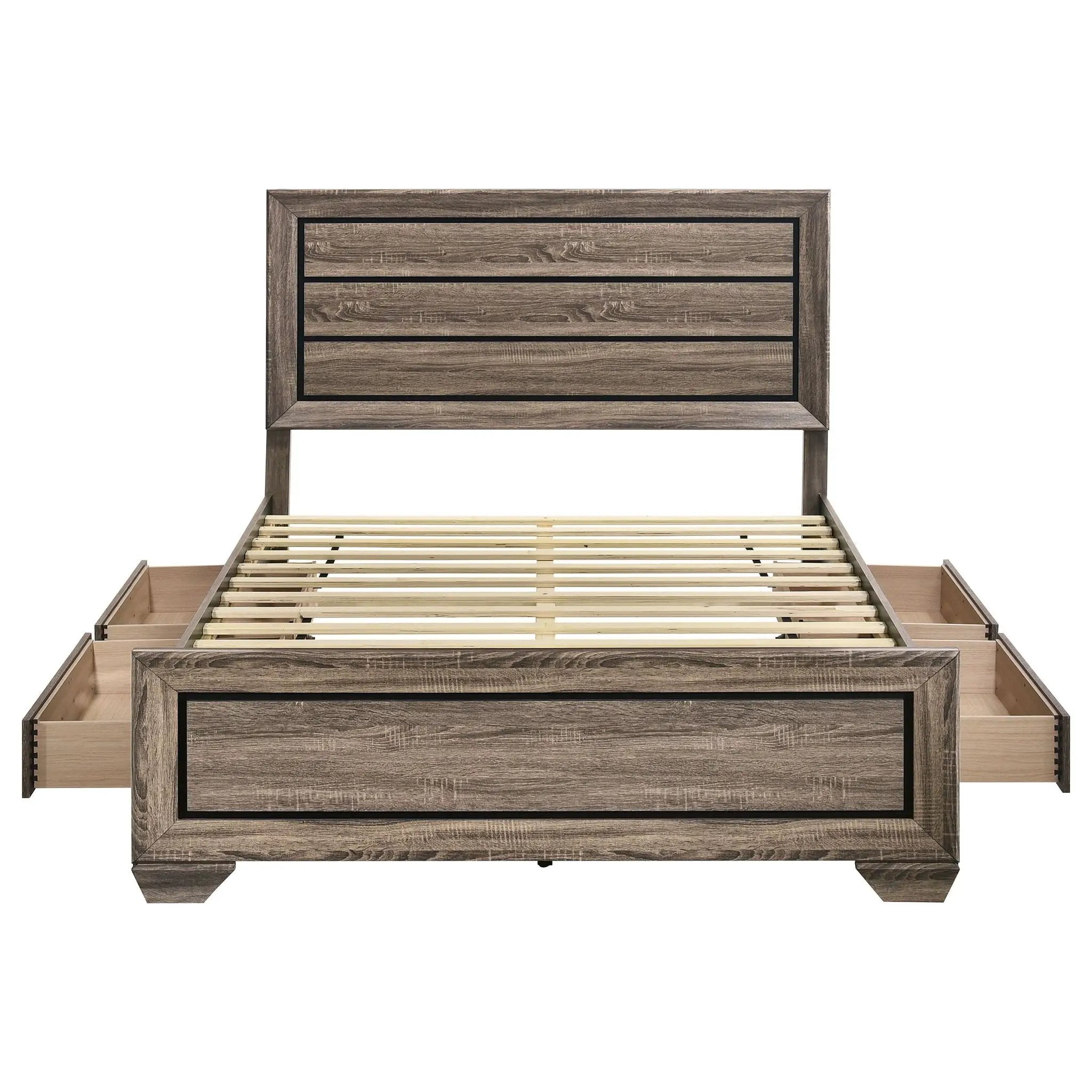 Kauffman Wood Queen Storage Panel Bed Washed Taupe by Unique Piece Furniture