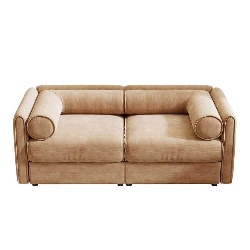Stylish Sofa With Storage Seat And Cylindrical Backrest