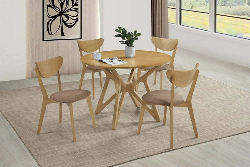 Elowen 5-piece Round Solid Wood Dining Set Light Walnut by Unique Piece Furniture