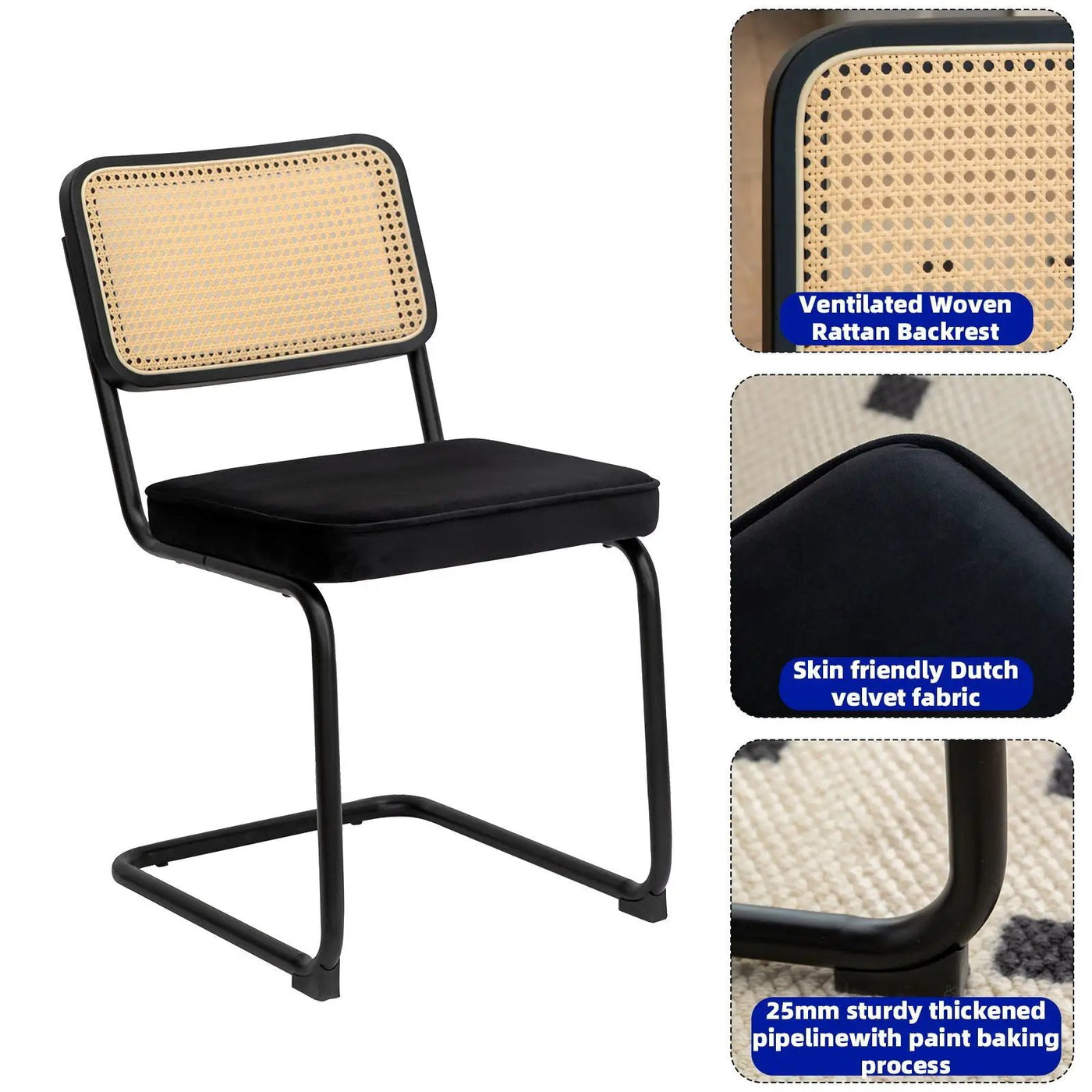 Rattan Side Accent Dining Chairs With Painted Legs (Set of 2) by Unique Piece Furniture