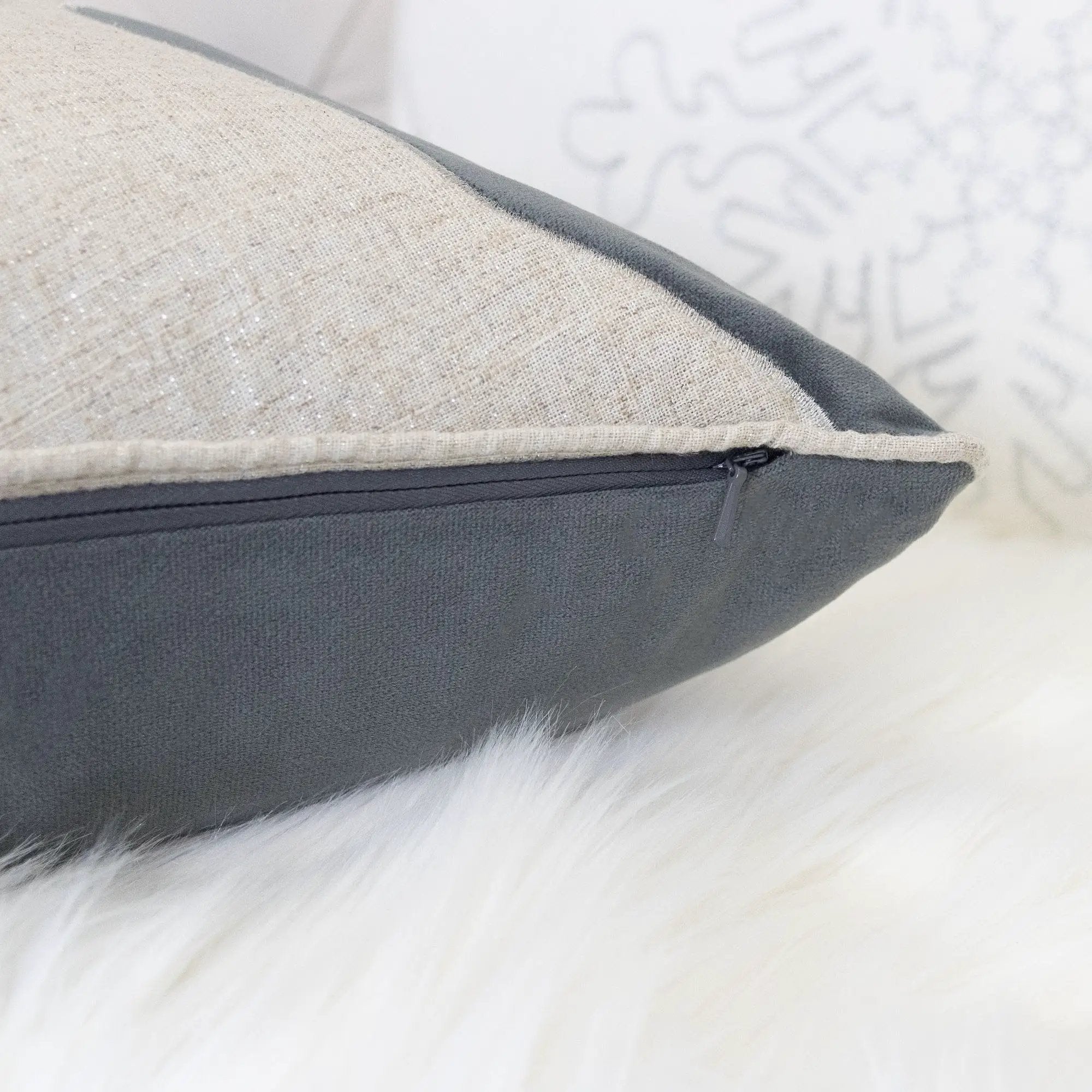 Holiday Reindeer Velvet Accent Pillow 20x20 – Gray and White by HouseOfZazla