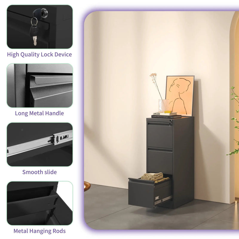 Steel Drawer Vertical File Cabinet With Lock For A4 Legal / Letter Size by Unique Piece Furniture