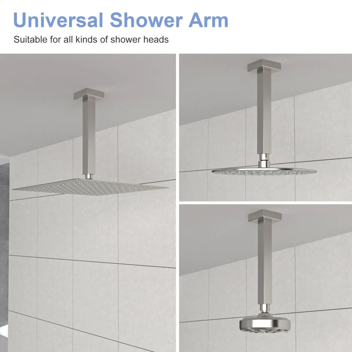 Premium 8" Ceiling Mounted Shower Arm With Flange by HouseOfZazla