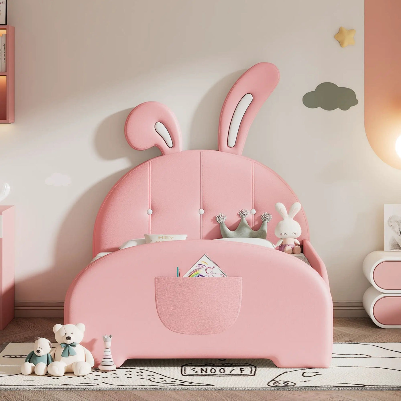Upholstered Rabbit-Shape Princess Bed With Headboard And Footboard by Unique Piece Furniture