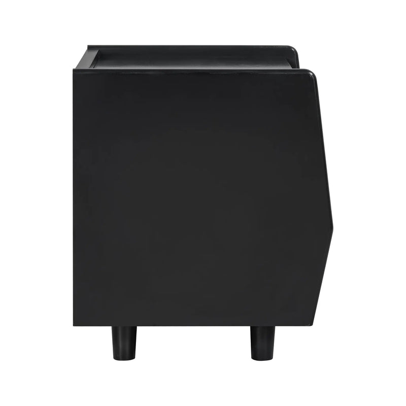 Black Nightstand with Rattan Detail by HouseOfZazla