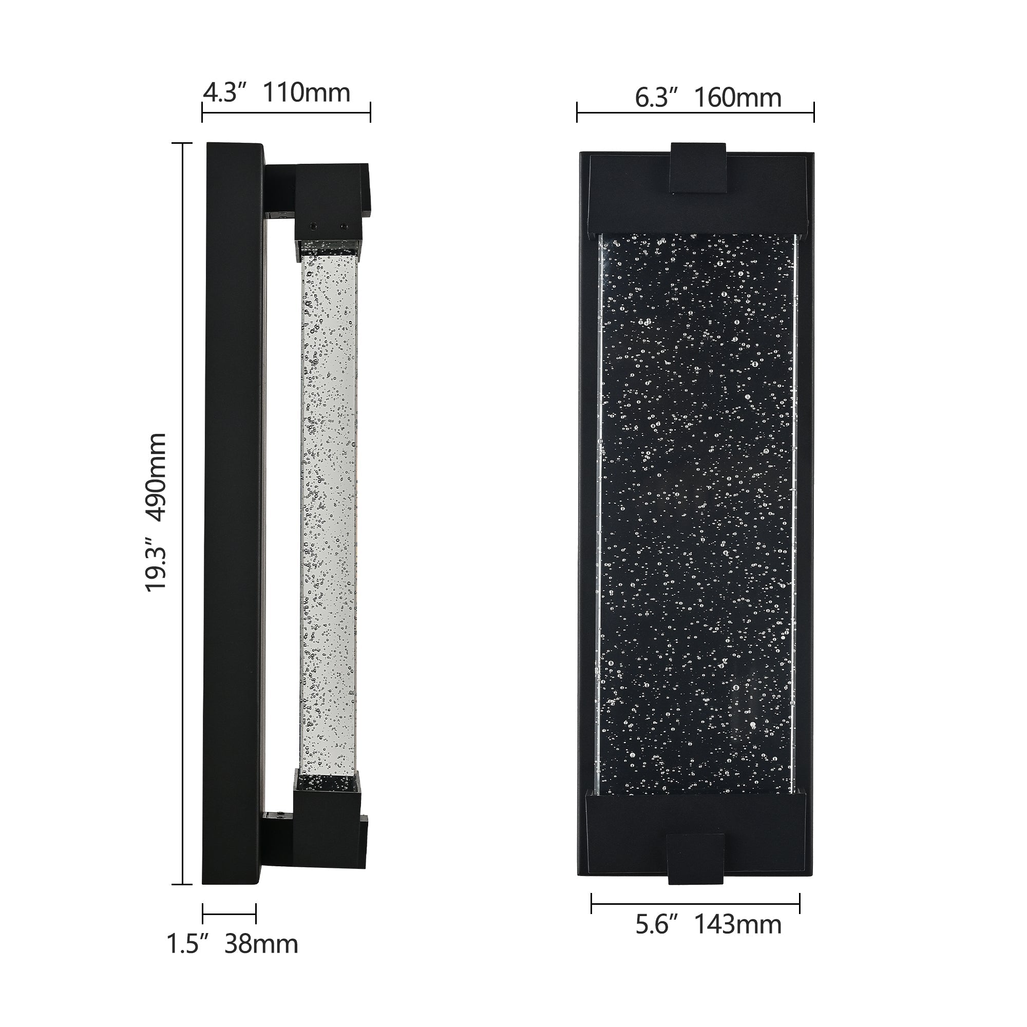 Black Aluminum Outdoor Wall Light with Bubble Crystal by HouseOfZazla