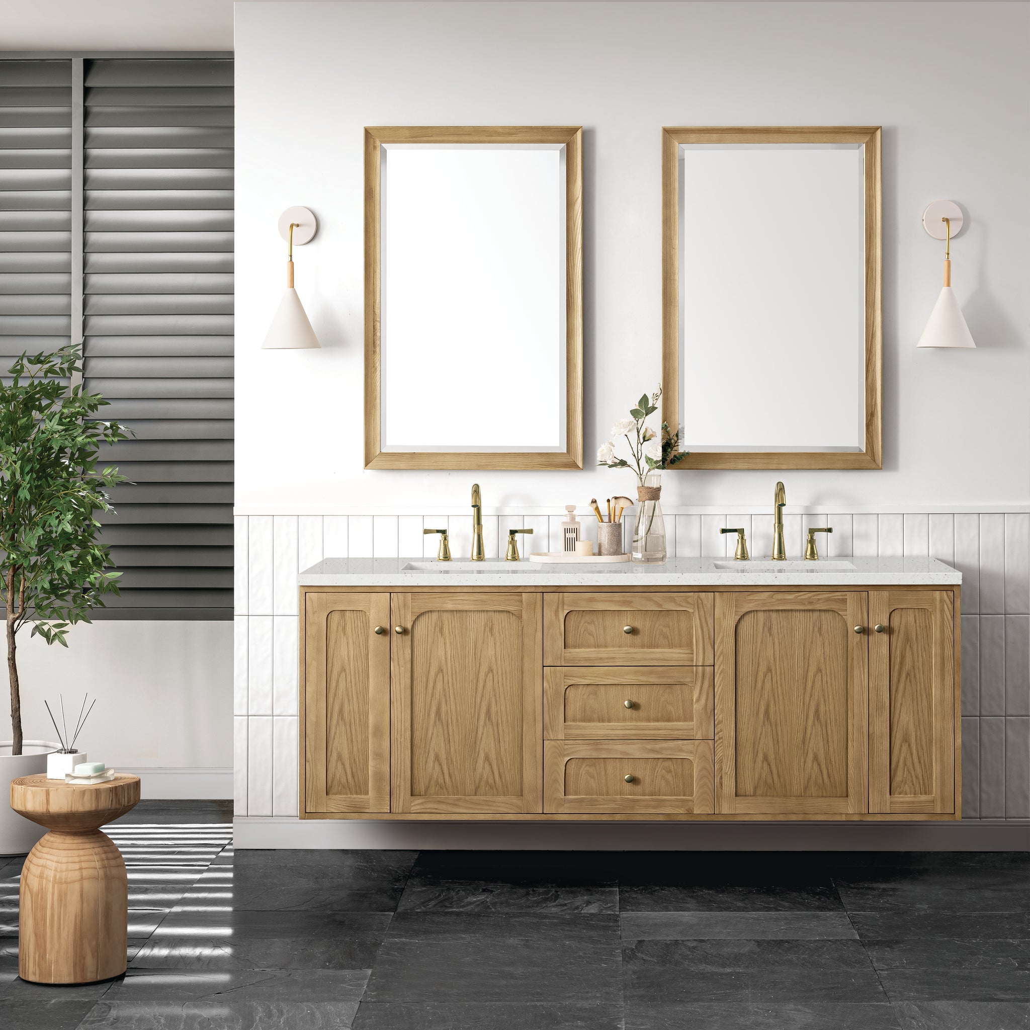 James Martin Laurent 72" Dual Mount Double Bathroom Vanity, Light Natural Oak, view 34