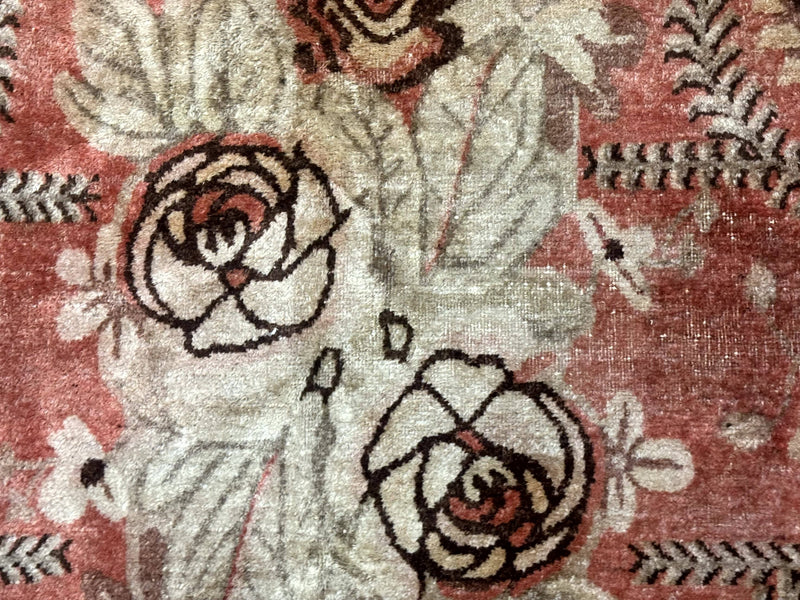 Khotan Rug 5x9, Terracotta and Brown, Floral, Chinese Wool Carpet, Antique Rug by Jewel Rugs
