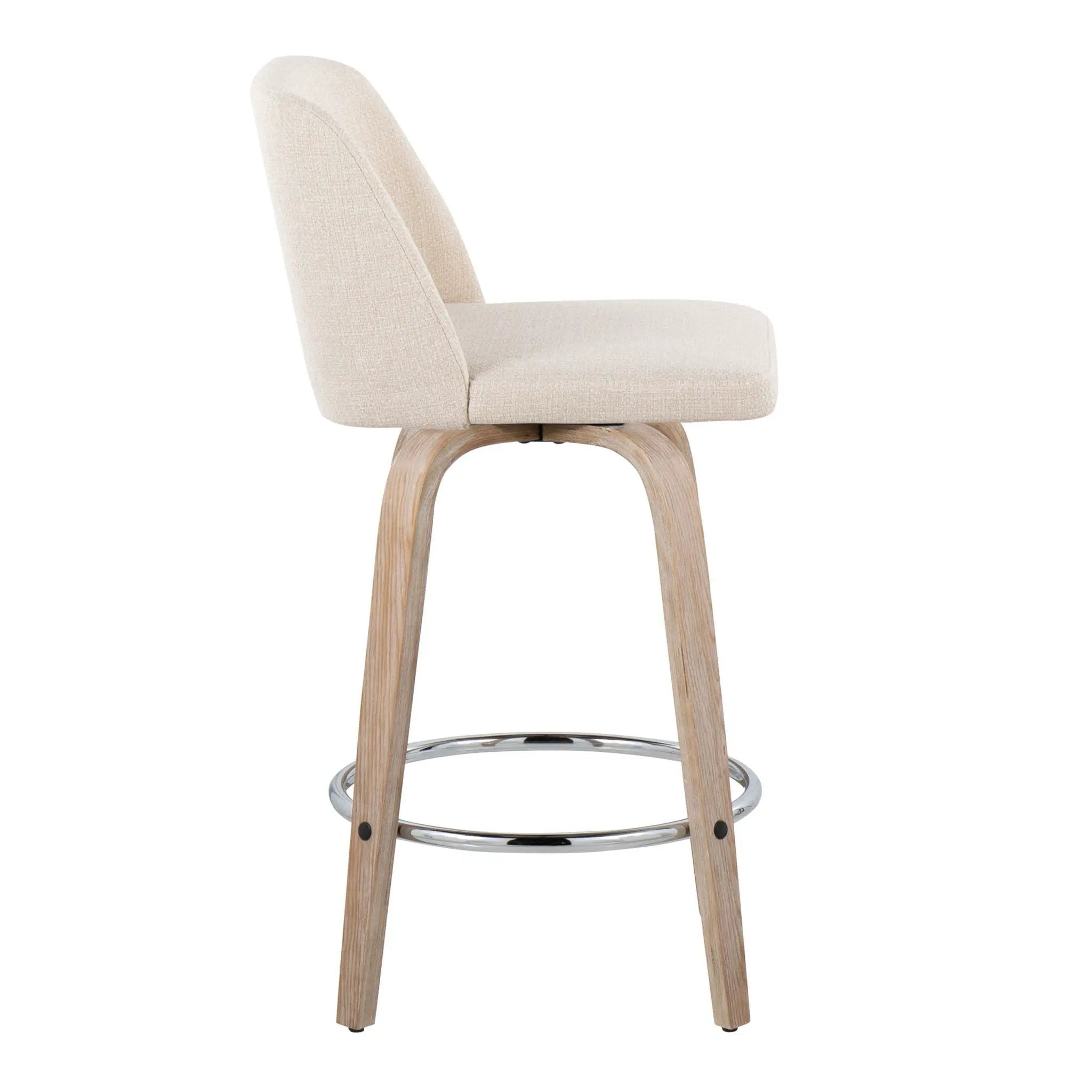 Toriano - Contemporary Fixed Height Counter Stool With Swivel & Round Footrest Modern Design (Set of 2) by Unique Piece Furniture