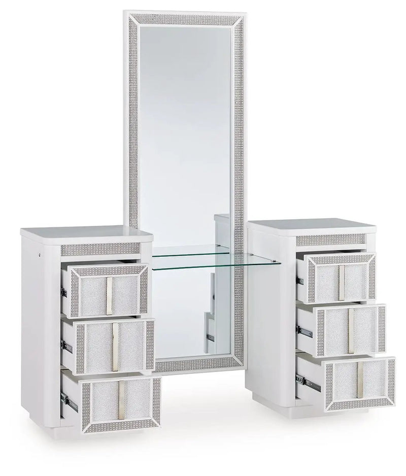 Chalanna - Vanity With Mirror - White by Unique Piece Furniture