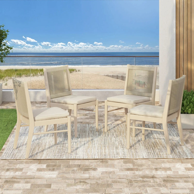 Cordoba Dining Chair Set of 2 - Comfortable Armless Beige Chairs by HouseOfZazla