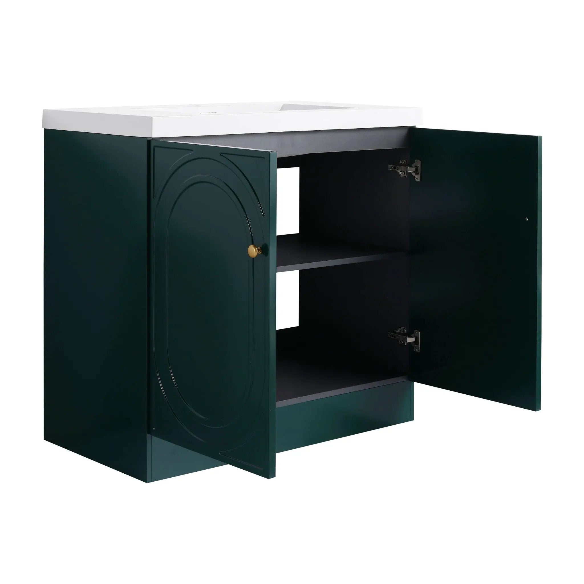 Contemporary Freestanding Bathroom Vanity With Resin Sink & Soft-Close Cabinet Doors by HouseOfZazla