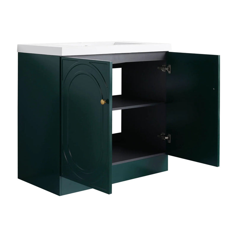 Contemporary Freestanding Bathroom Vanity With Resin Sink & Soft-Close Cabinet Doors by HouseOfZazla