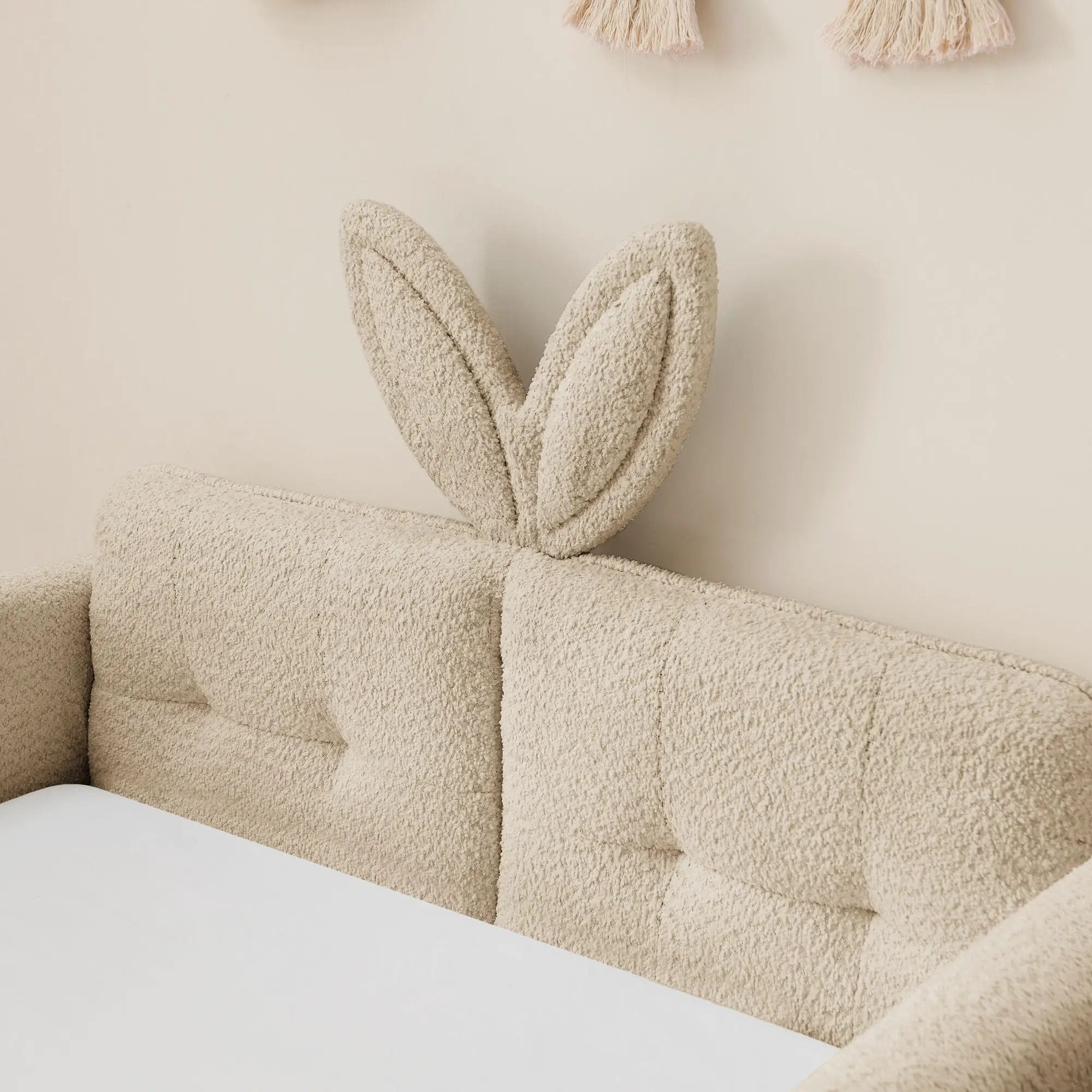 Cute Rabbit Ear Upholstered Platform Bed Frame With Safety Rail by Unique Piece Furniture