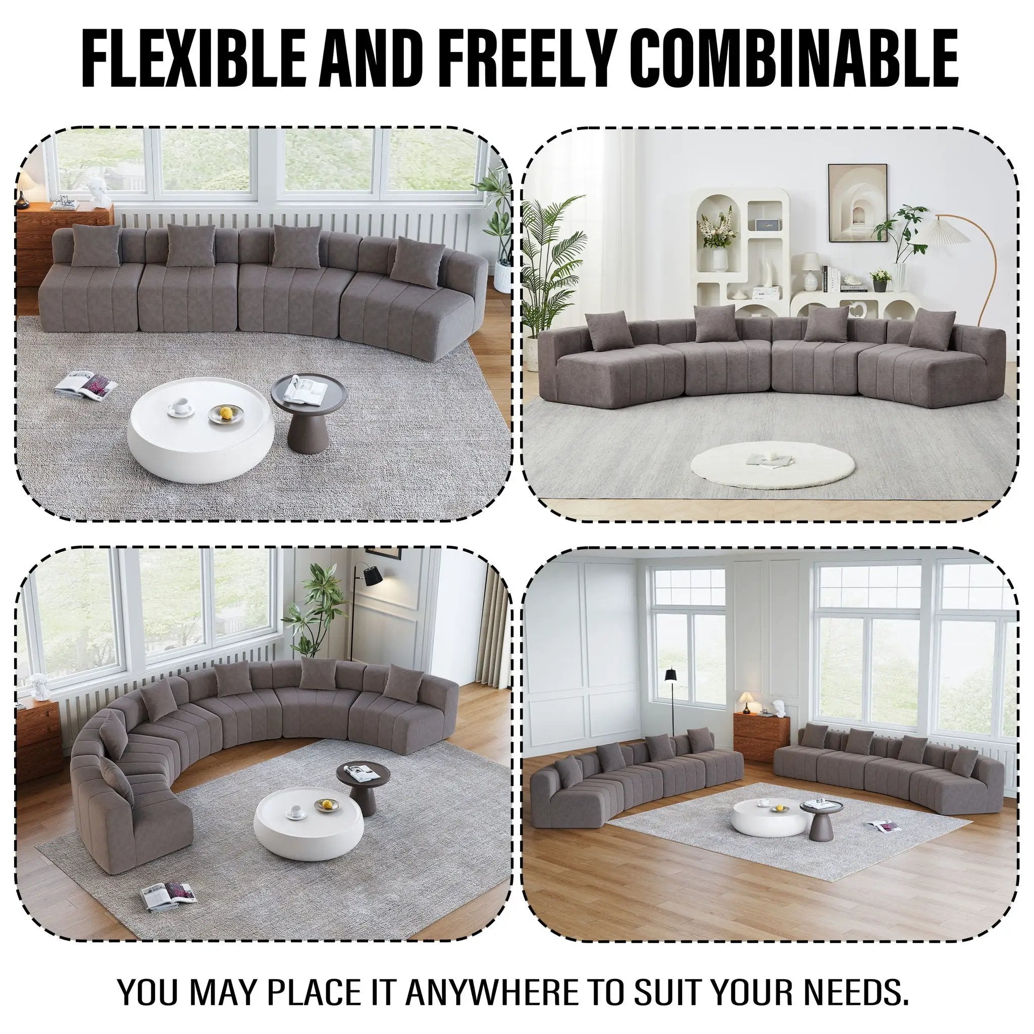Modular Sectional Sofa With 2 Pillows, Symmetrical Design by HouseOfZazla