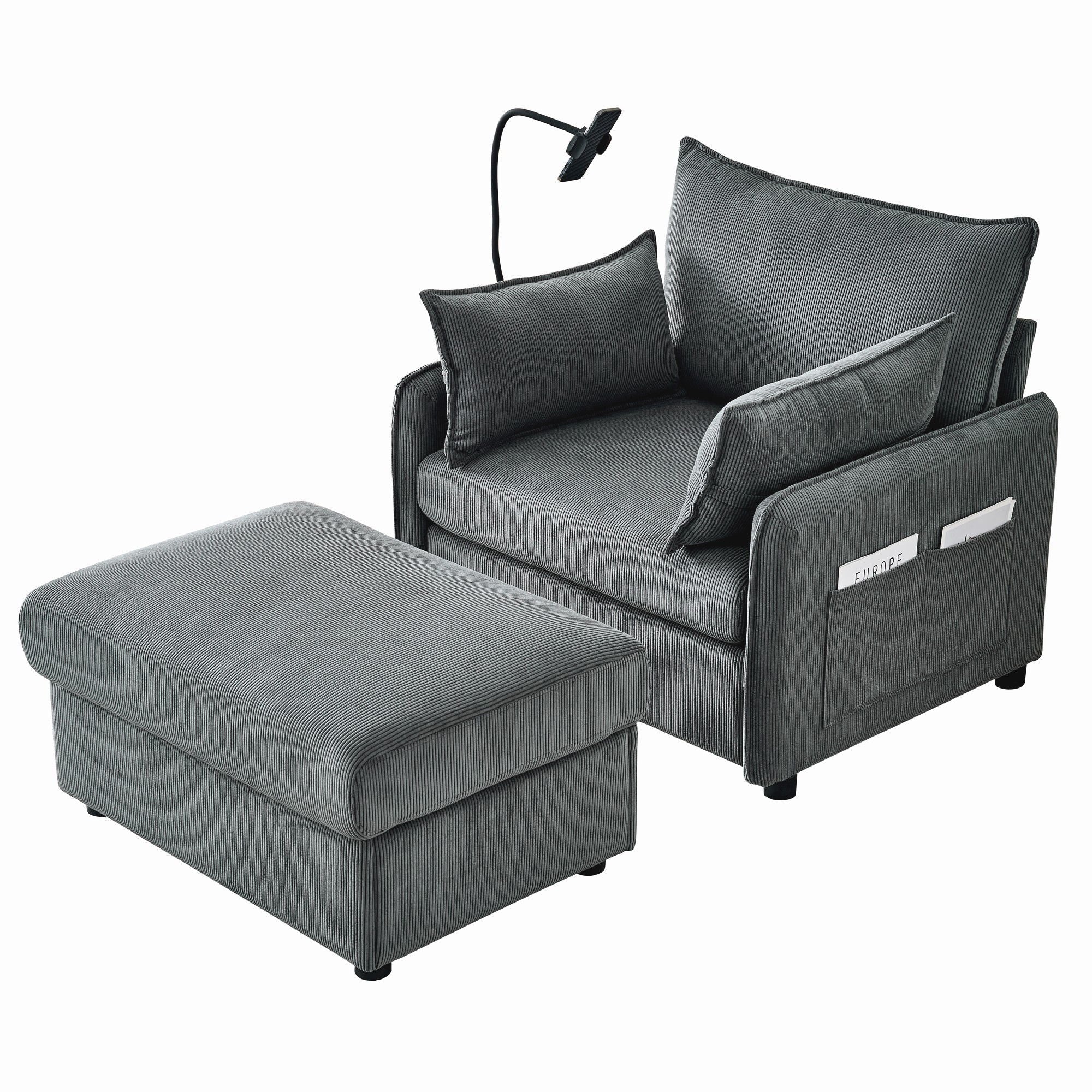 Comfy Oversized Chaise Lounge Chair With Ottoman And Storage by HouseOfZazla