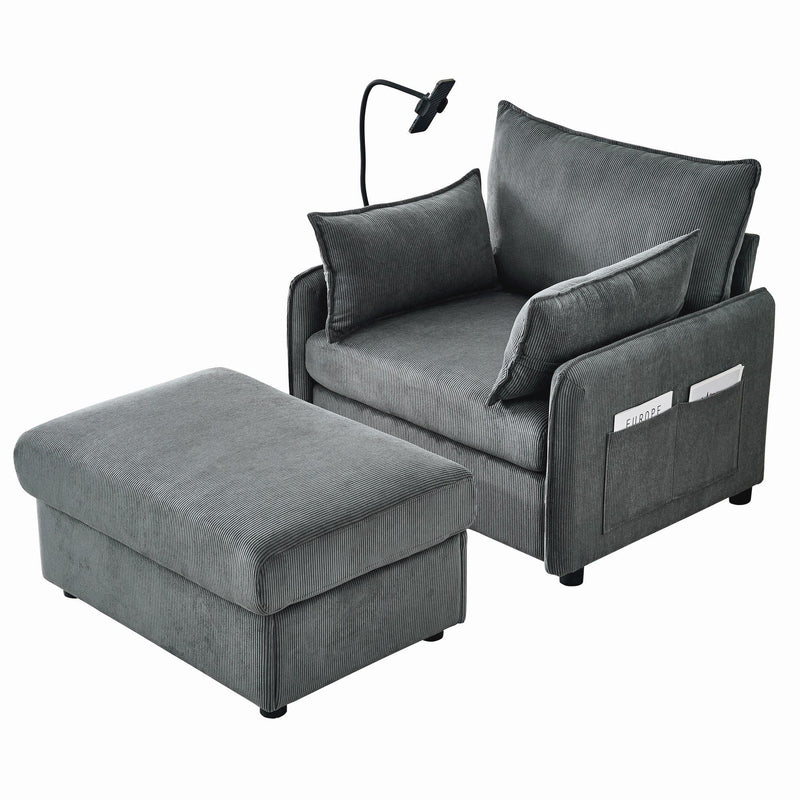 Comfy Oversized Chaise Lounge Chair With Ottoman And Storage by HouseOfZazla