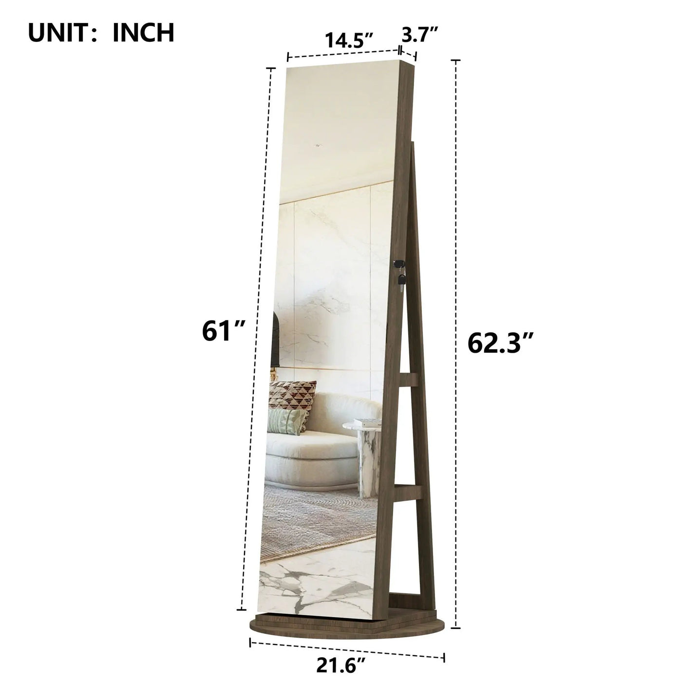 Swivel Jewelry Cabinet With Full Length Mirror by Unique Piece Furniture