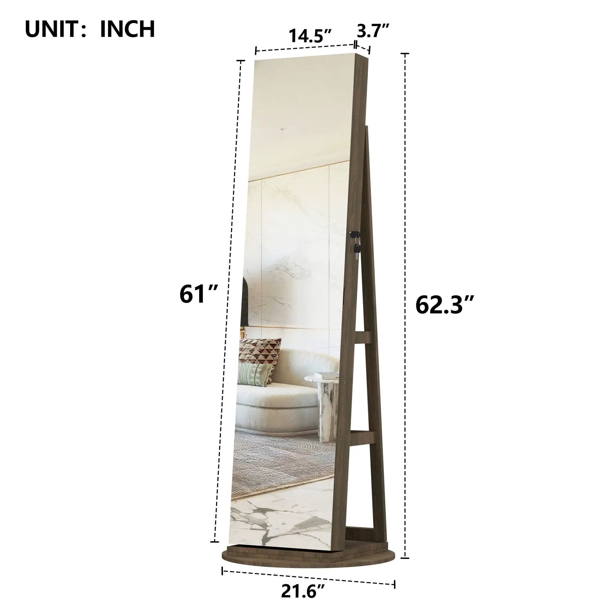 Swivel Jewelry Cabinet With Full Length Mirror by Unique Piece Furniture