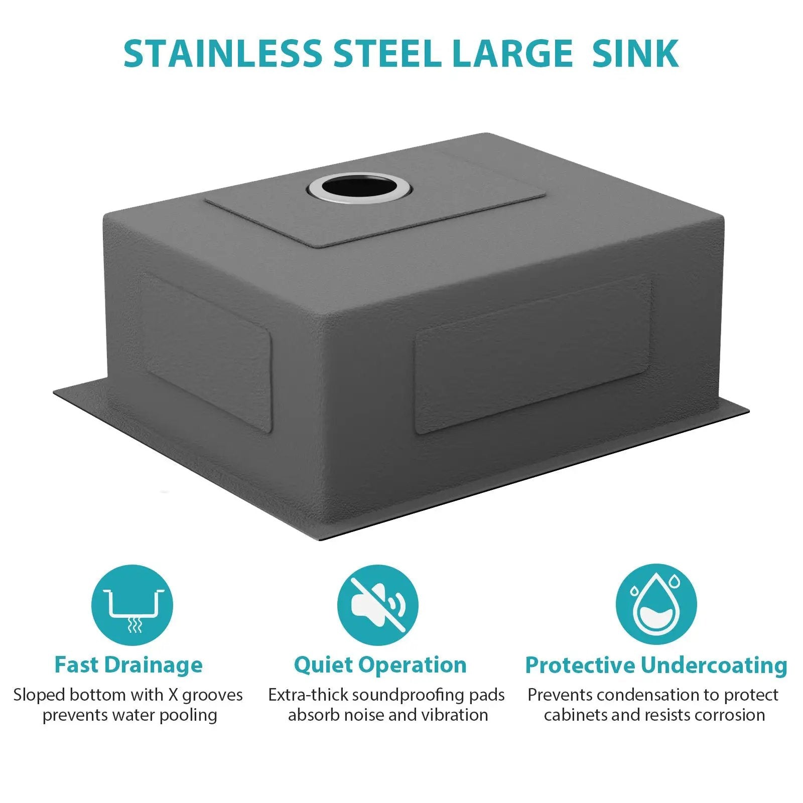 25 x 22 x 9 Inch Kitchen Sink Drop-In 16 Gauge Stainless Steel Single Bowl by HouseOfZazla