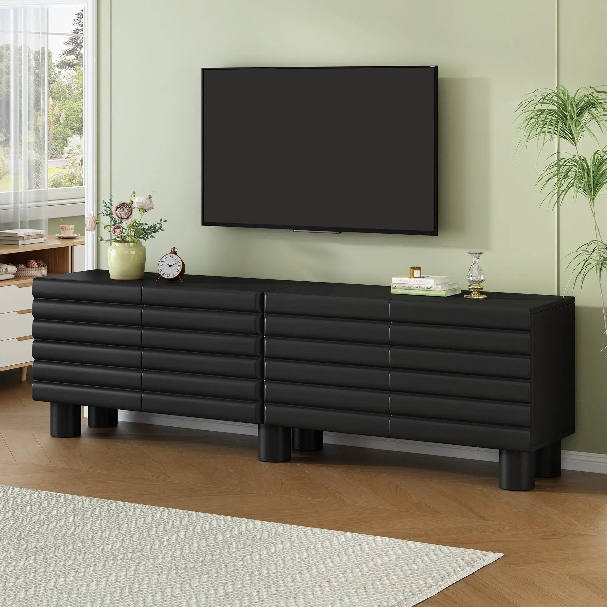 Stylish Thick Wavy Door TV Cabinet with Adjustable Shelves by HouseOfZazla