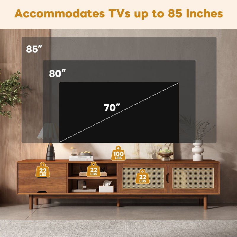 TV Stand For TVs Up To 85", Media Console With 2 Drawers - Walnut by HouseOfZazla