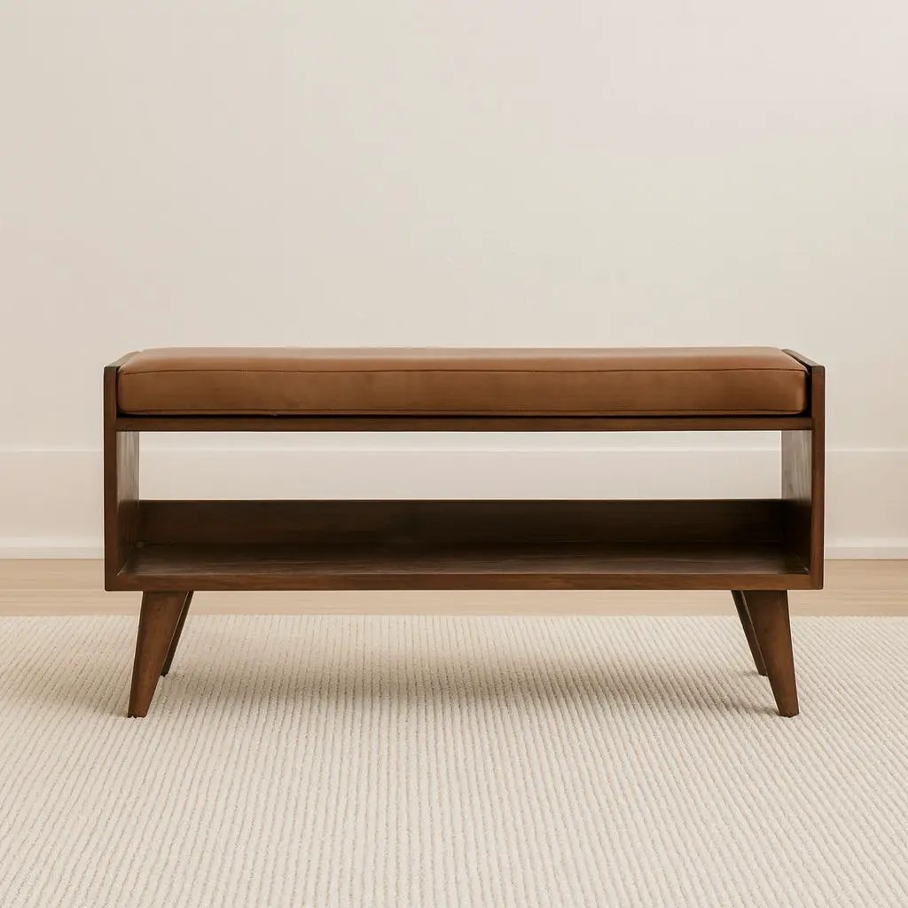 Solid Wood Bench With Upholstered Sea by Unique Piece Furniture