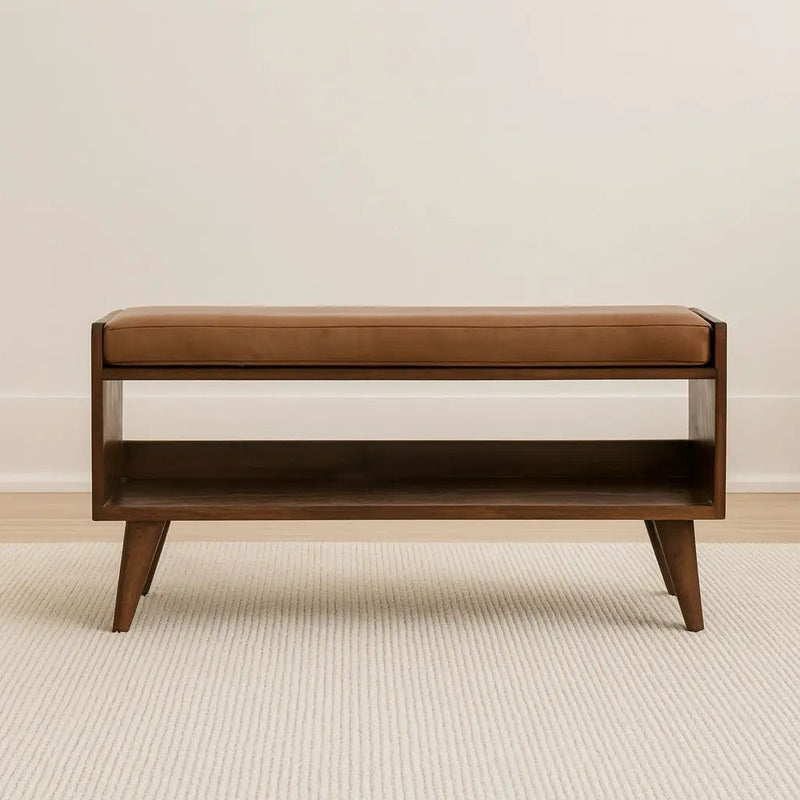 Solid Wood Bench With Upholstered Sea by HouseOfZazla