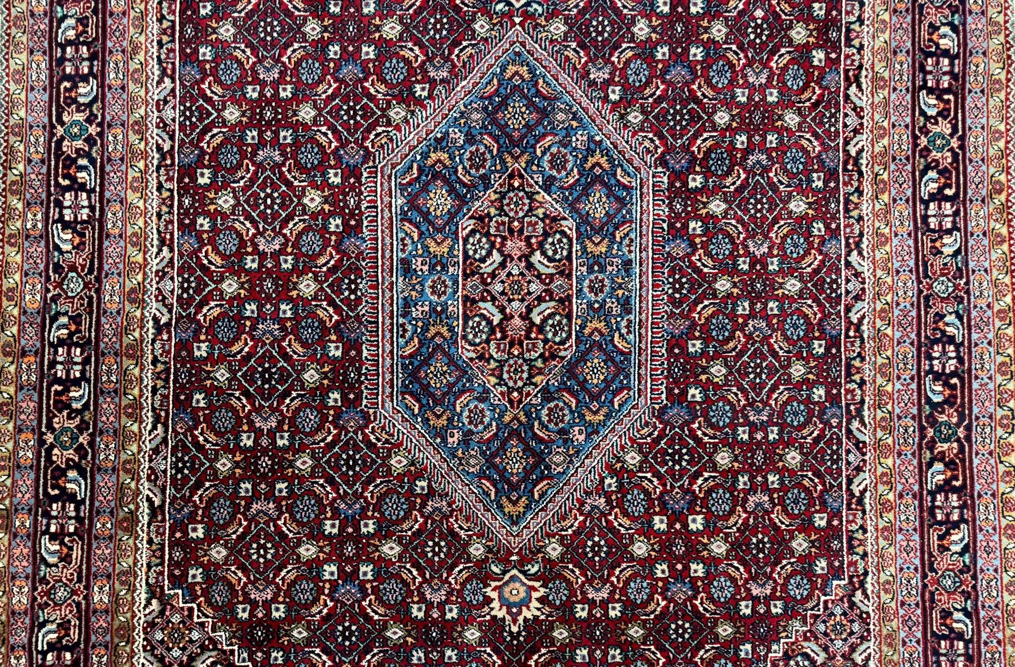 Indo Persian Bidjar Rug 6x9, Vintage Wool Handmade Carpet by Jewel Rugs
