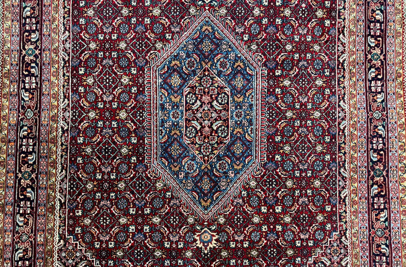 Indo Persian Bidjar Rug 6x9, Vintage Wool Handmade Carpet by Jewel Rugs