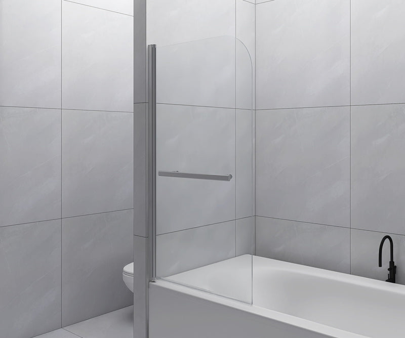 Bathtub Screen Framless Shower Door Tempered Glass Shower Panel - Transparent by HouseOfZazla
