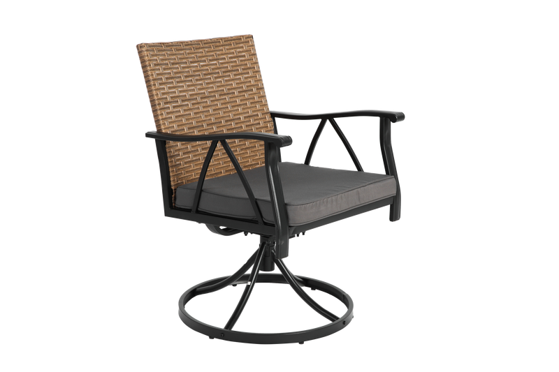 5 Piece Patio Dining Set for 4 with Swivel Rocker Chairs and Steel Table Top by HouseOfZazla