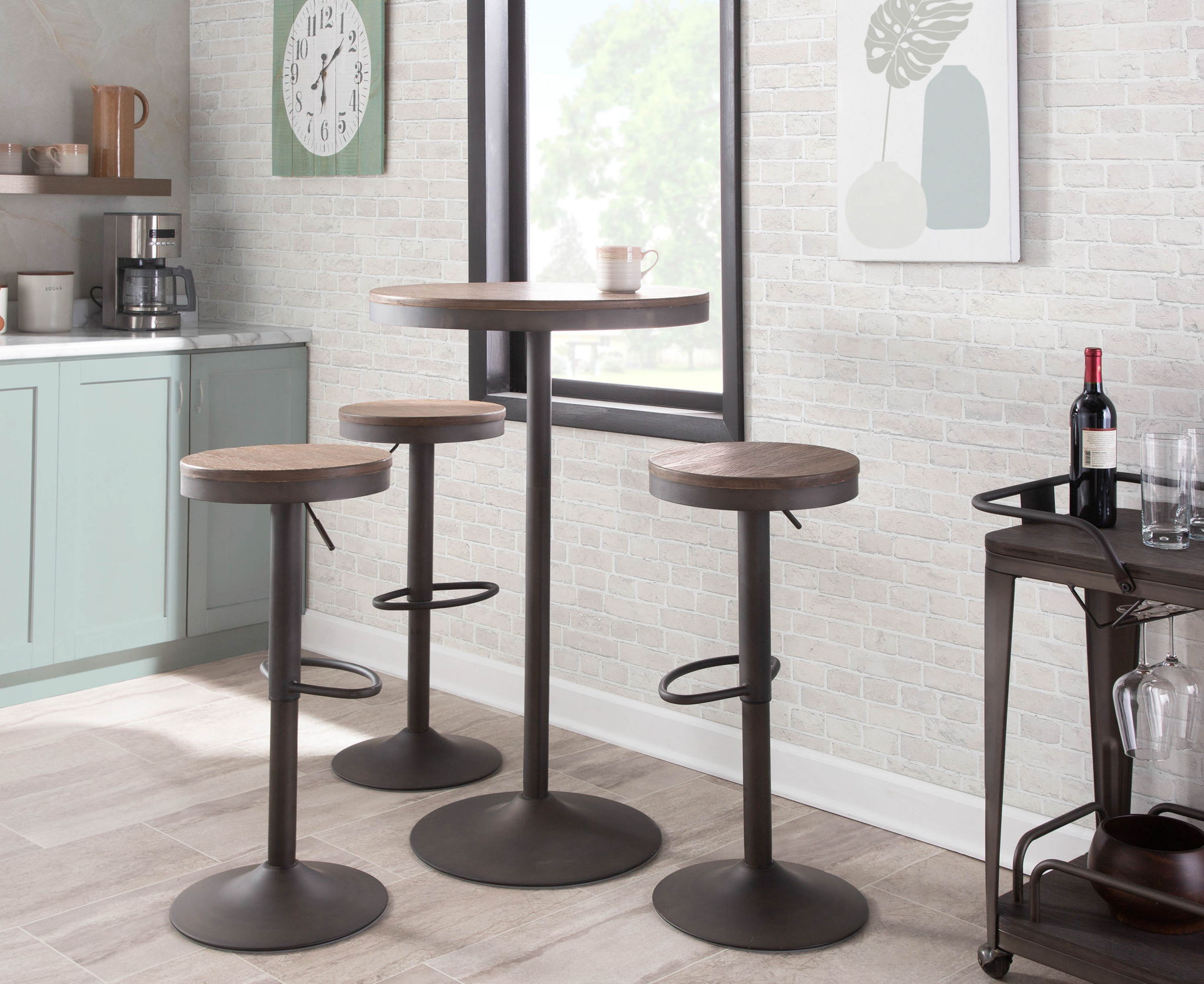 Dakota - Industrial Design Adjustable Barstool (Set of 2) by HouseOfZazla
