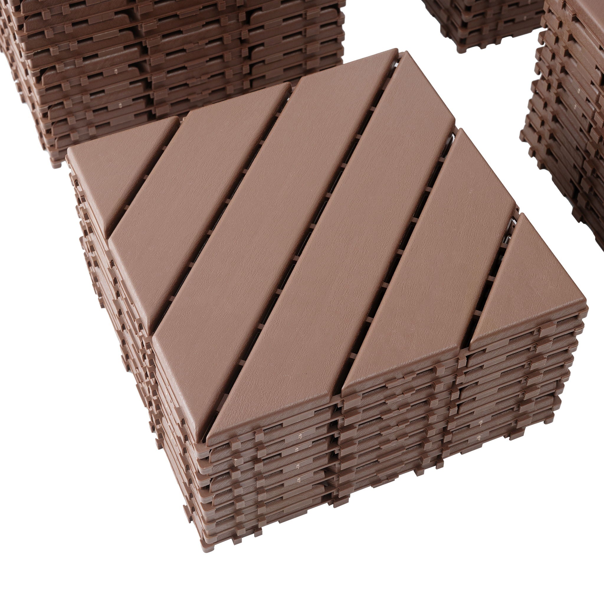 Interlocking Deck Waterproof Outdoor Patio Tiles (Set of 44) - Brown by HouseOfZazla