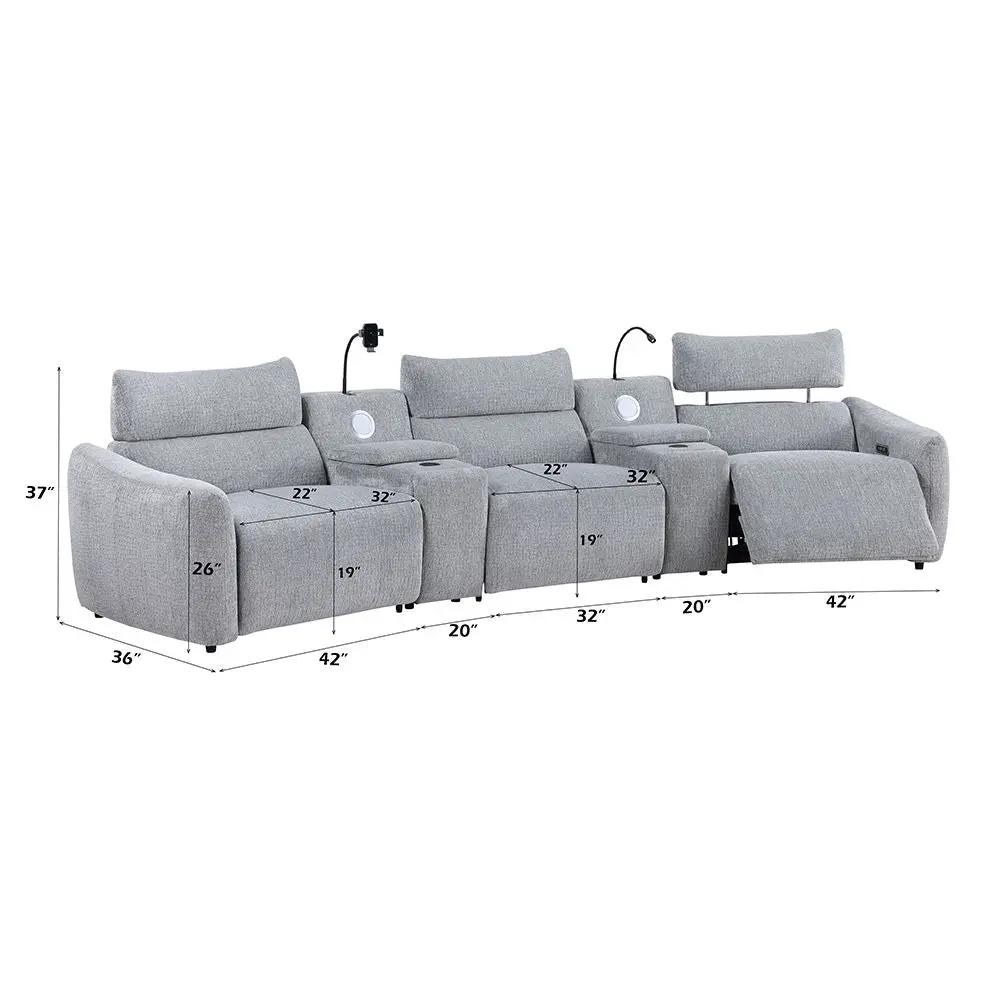 Fullar - LAF Modular Power Motion Recliner - Light Gary Chenille by Unique Piece Furniture
