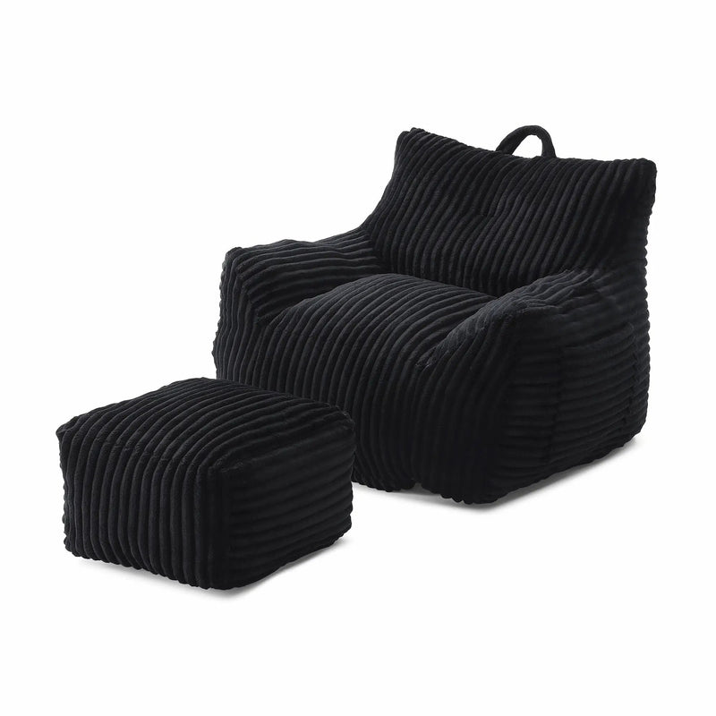 Giant Bean Bag Chair With Armrests And Footstool