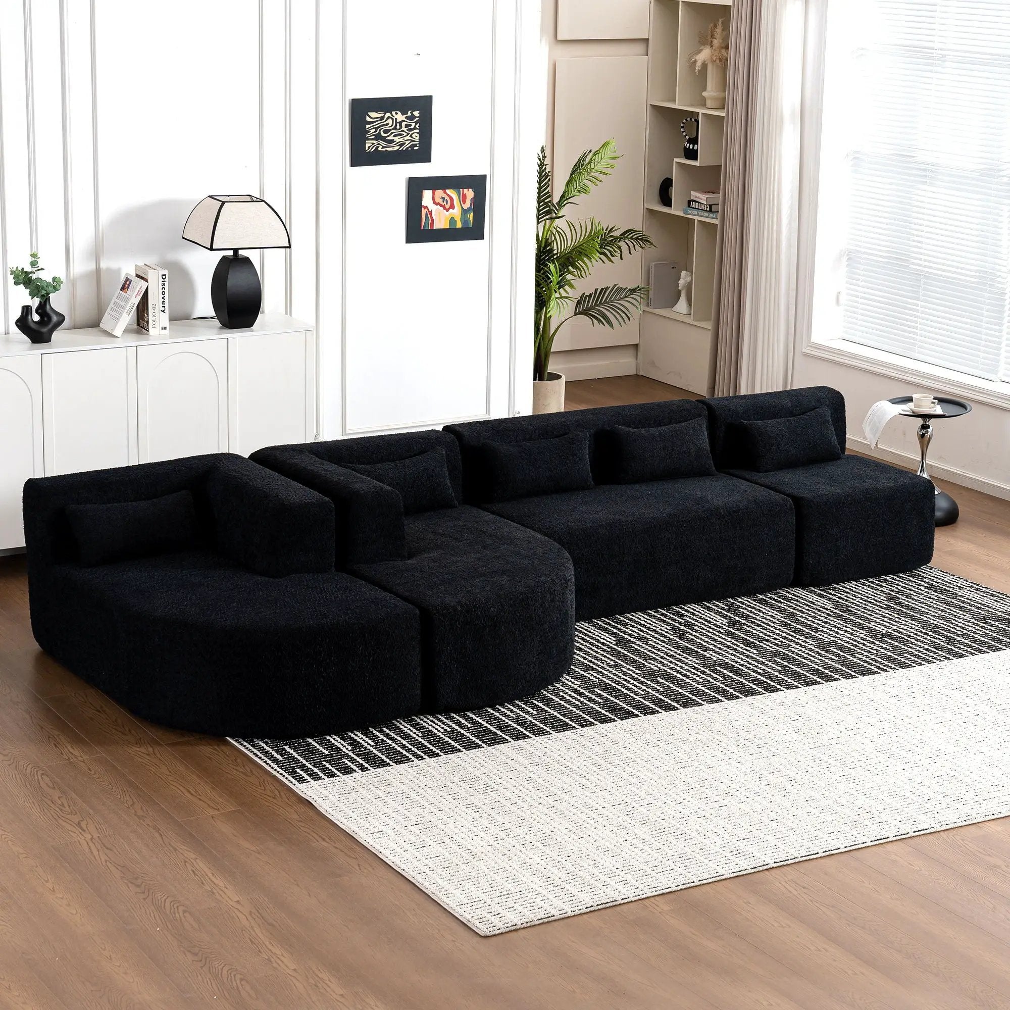 Upholstered Sofa Free Combined Sofa Couch With 2 Chaise Lounge And Five Back Pillows For Living Room by HouseOfZazla