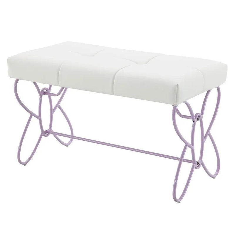 Priya II - Bench - White & Light Synthetic Leather Rple by Unique Piece Furniture