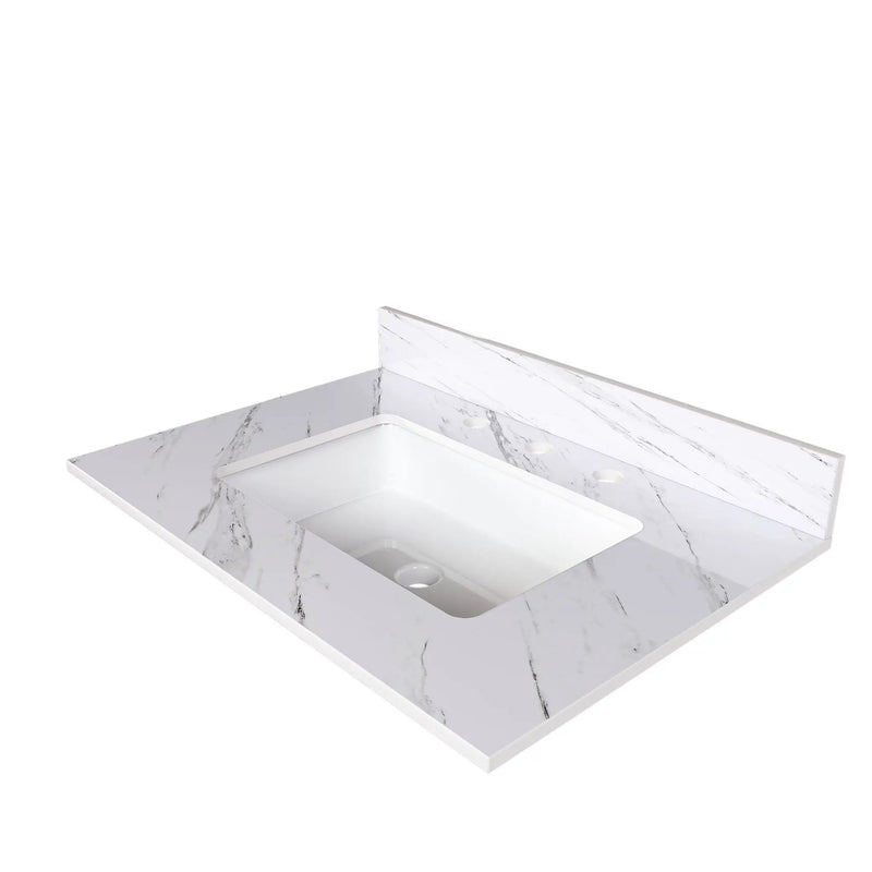 Bianco Carrara Venato Elegant Marble Vanity Top, Bathroom Vanity With Undermount Sink, Sintered Stone by HouseOfZazla