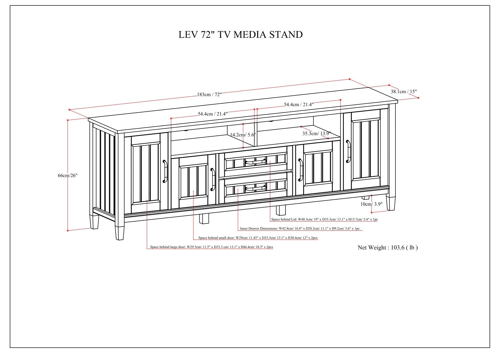 Lev - Handcrafted TV Media Stand - Smoky Brown by HouseOfZazla