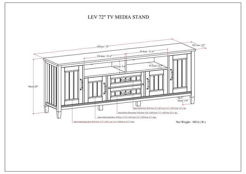Lev - Handcrafted TV Media Stand - Smoky Brown by HouseOfZazla