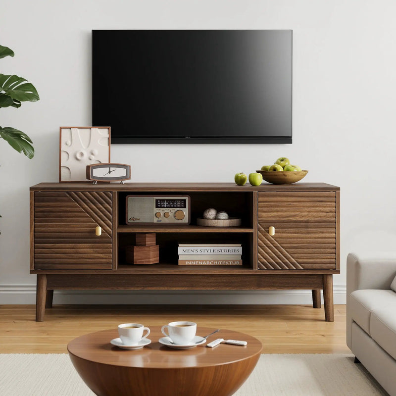 TV Stand, Entertainment Center With Storage, Media Console Table For Living Room - Walnut by Unique Piece Furniture
